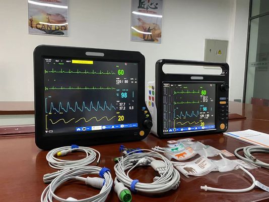 Multiparameter Monitor Detak Jantung Penggunaan Veterinary Multilanguage Dengan EKG SPO2 2Temp