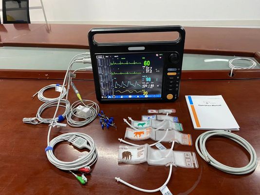 ECG NIBP SPO2 Monitor Multiparameter Veteriner Portable Untuk Pasien Hewan