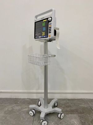 Penerbangan Aluminium Matieral Portable Medical Monitor Trolley Dengan 3 Inch Silent Wheels