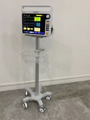 Anestesi 3 Inch Silent Wheels Medical Monitor Trolley Penerbangan Aluminium Material